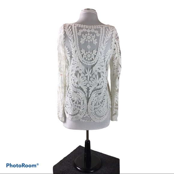 Lace Embroidered White Tunic Size S - Picture 2 of 4